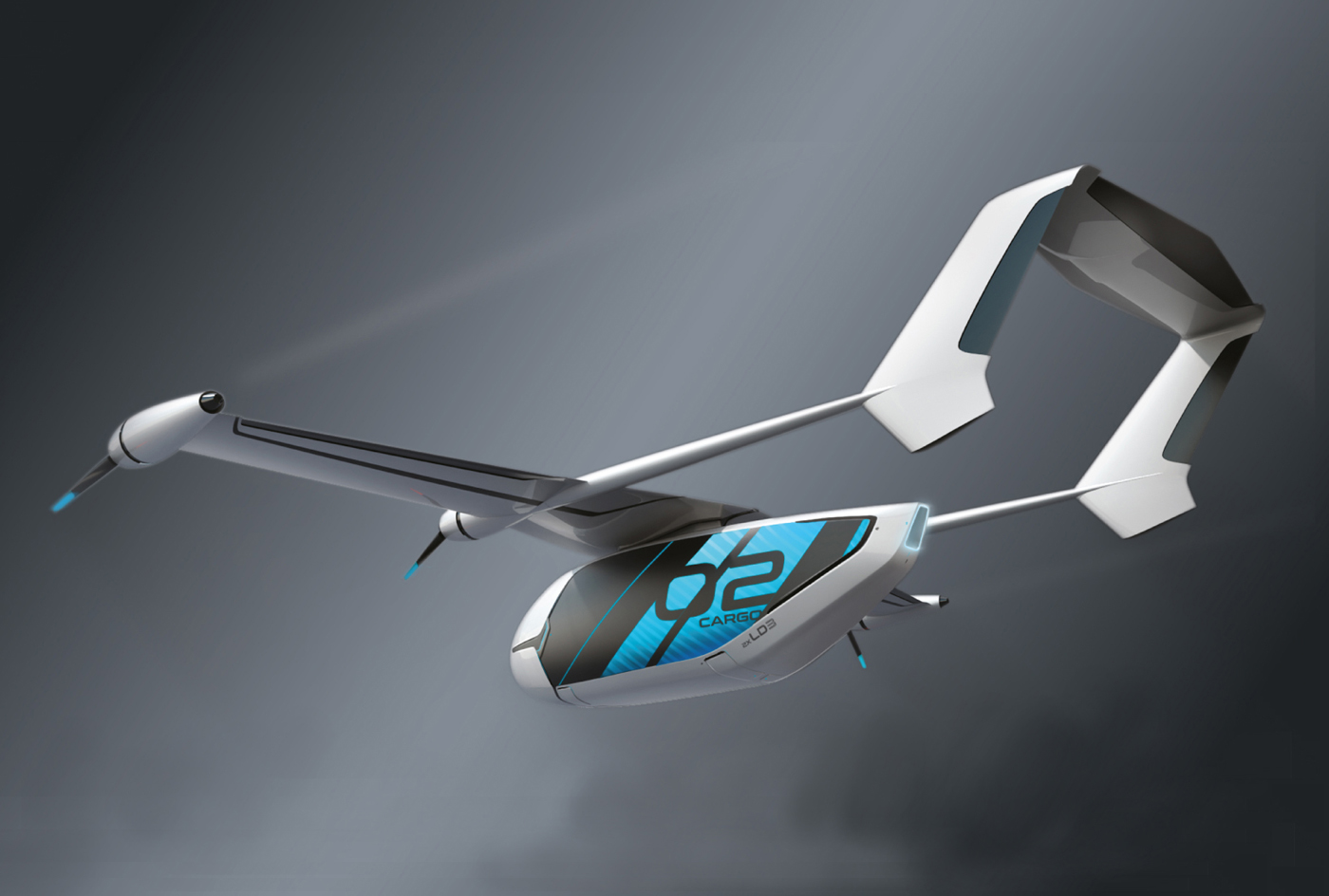 Remote Piloted Vehicle flying with cargo pod Remote Piloted Vehicle flying with cargo pod